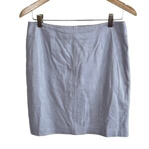 Vintage REAL Leather Lavender gray pearlescent skirt size 8